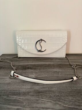 Christian Louboutin white croc Crossbody bag